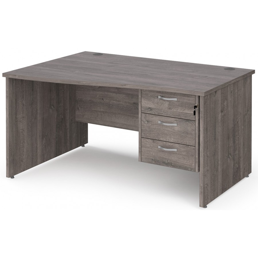 Maestro Panel End Wave Desk with Three Drawer Pedestal